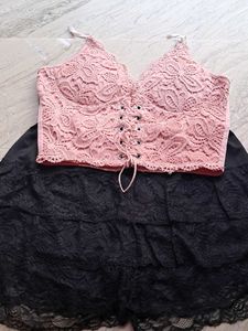 laces padded  corset top n short  combo