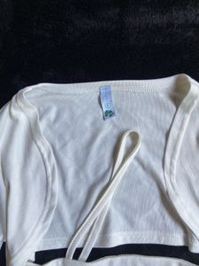 White Cropped Top with Cardigan