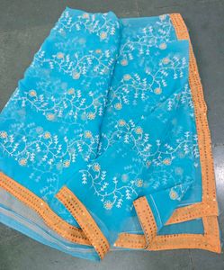 Sky-blue Embroidered Dupatta 💙