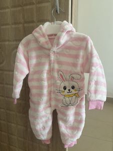 Cute Pink Striped Bunny Baby Onesie