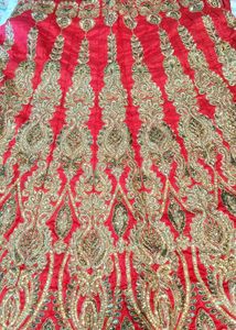 Red &amp; Gold Embroidered Lehenga Set