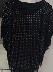 Sparkling Black Tunic with Fringe