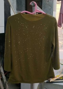 Olive Green Embellished Top