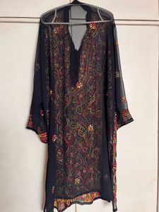 Chikankari Embroidered Black Kurta XL