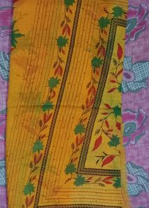 New Yellow Saree With Beautiful Leaf Printing,  Fall Pico Is Not Done And Also It Doesn't Have Blouse Piece.