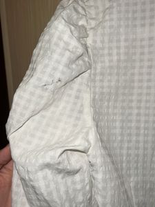 White Textured Puff Sleeve Top