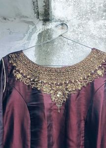 Maroon Embroidered Ethnic Gown perfect for L/M
