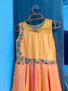 Stunning Orange Dabka work Ethnic Gown