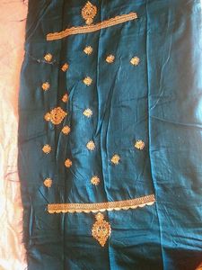 Embroidery Work Rama Green Colour Saree
