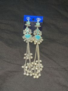 sky blue  Peacock Dangle Earrings