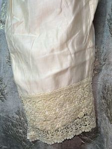 Embroidered Cream lace kurti with trouser