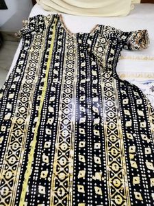 Black &amp; Beige Printed Kurta