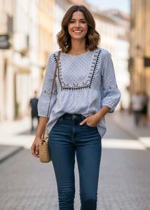 Stylish Embroidered Blouse (worn once)