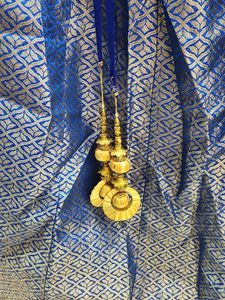 Royal Blue Brocade Skirt with Tassels