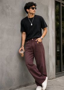 Coffee Brown Wide-Leg Jeans