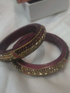 Embellished Maroon Bangles