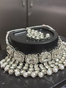 Exquisite CZ and Pearl Necklace Set