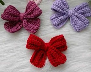 Handmade Knit Bow Hair 2 Clip combo