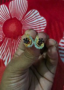 Golden Heart &amp; Flower Design Stud Earrings – Cute