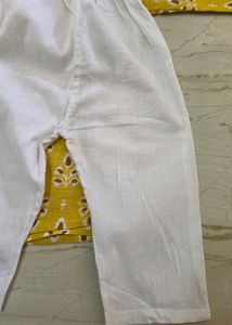 Yellow Printed Cotton Kurta and pyjama set