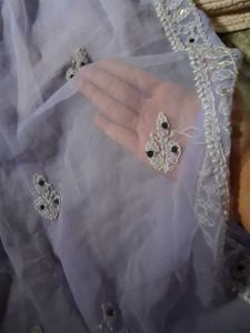 Embroidered Lavender sheer Kurta with spaghetti