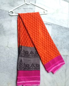 Creap Saree With Readymade Blouse