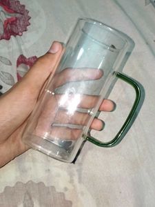 💥 Clear Glass Mug with Green Handle 🍺 💥