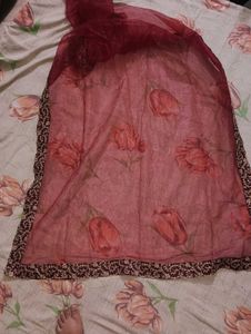 Royal Maroon Ethnic Gown with Golden Work