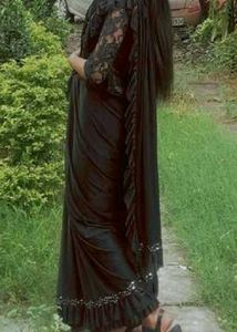 black Ruffle Saree