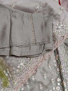 Dusty mauve suit with  embroidery dupatta
