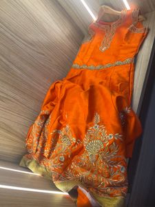 Vibrant Orange Embroidered Anarkali Gown