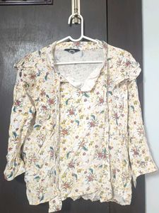 Floral Print Tie-Neck Blouse