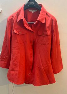 Chic Red Button-Up Shirt