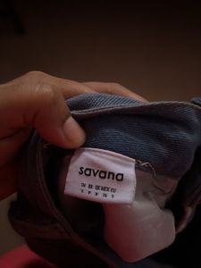 SAVANA Classic Blue Denim Straight Skirt