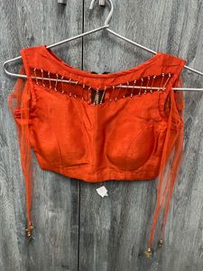 Vibrant Orange Designer Blouse