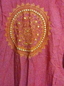 Orange Rayon Embroidered Kurta