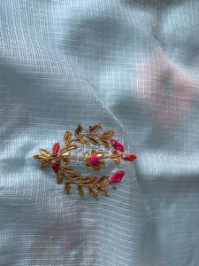 Sky Blue Saree with Embroidered Border