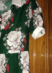 Green Red Floral pattern dresses