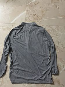 Men's Grey Striped Quarter Zip Pullover