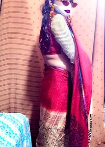 With Blouse Crepe Saree