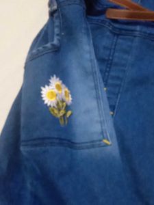 Cute Denim Dress with Floral Detail