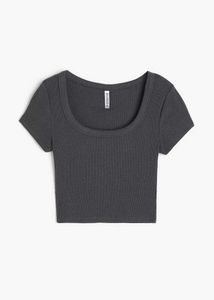 H&M Ribbed Square Neck Crop Top