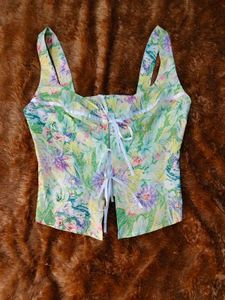 (SHEIN)Floral Corset Style Blouse