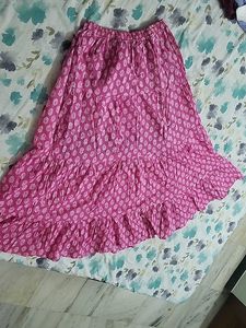 Bohemian Pink Floral Tiered Skirt