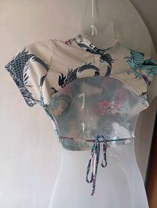 Dragon Print Crop Top
