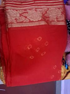 Red Bandhani Saree with golden border 💃💃🎉🎉