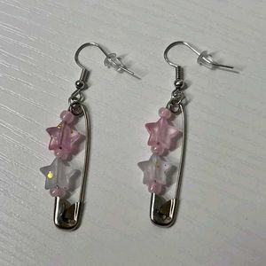 Cute Safety Pin Bead Earrings (2 Pairs)