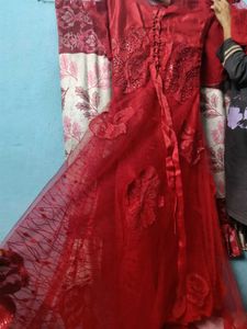Red Sequined Evening Gown