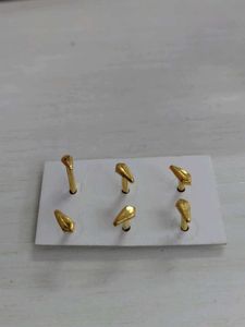 Golden Stud Earrings (Set of 6)