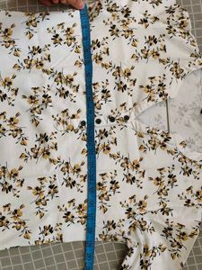 White Floral Print Kurta